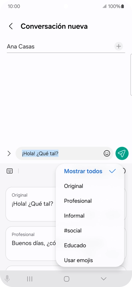 Pulsa el estilo de escritura deseado.