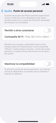 Pulsa Contraseña Wi-Fi e introduce una contraseña.