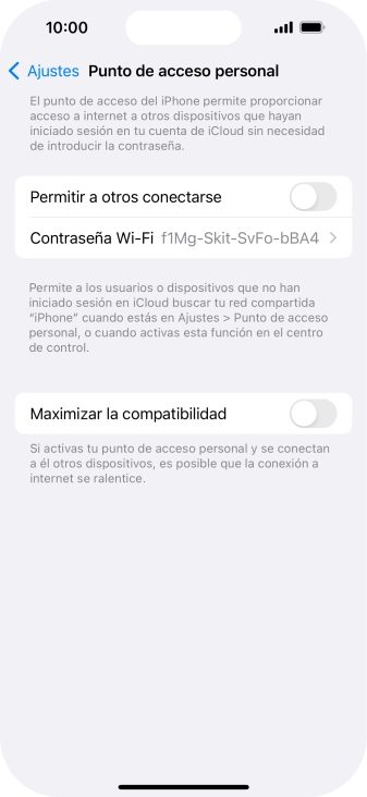 Pulsa Contraseña Wi-Fi e introduce una contraseña.