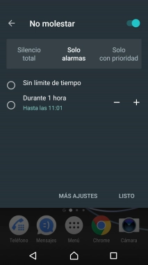 Pulsa LISTO para activar el modo silencioso.