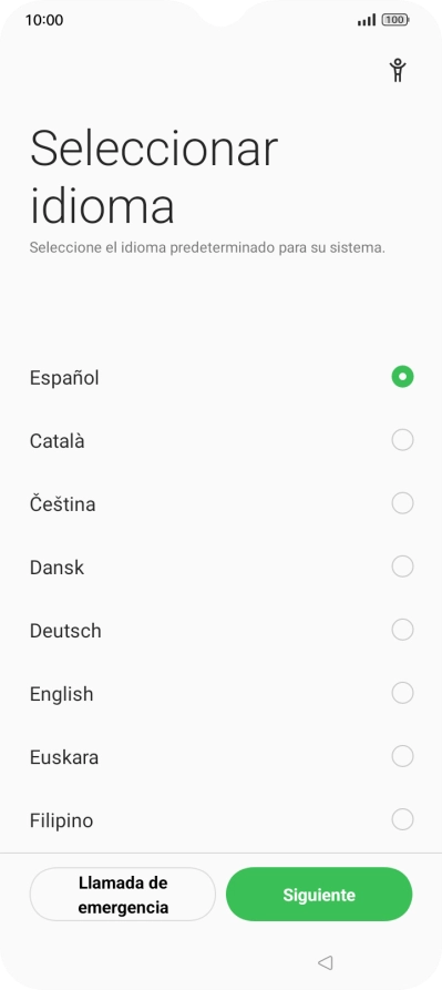 Pulsa el idioma deseado.