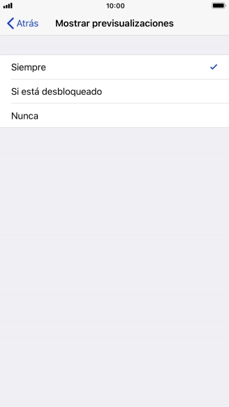 Para seleccionar la vista previa de las notificaciones en la pantalla de bloqueo, pulsa Siempre.