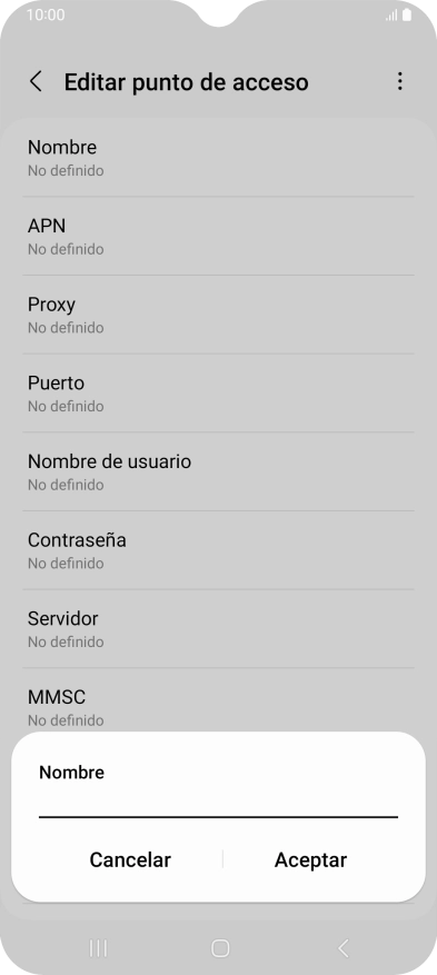 Introduce Vodafone Internet y pulsa Aceptar.