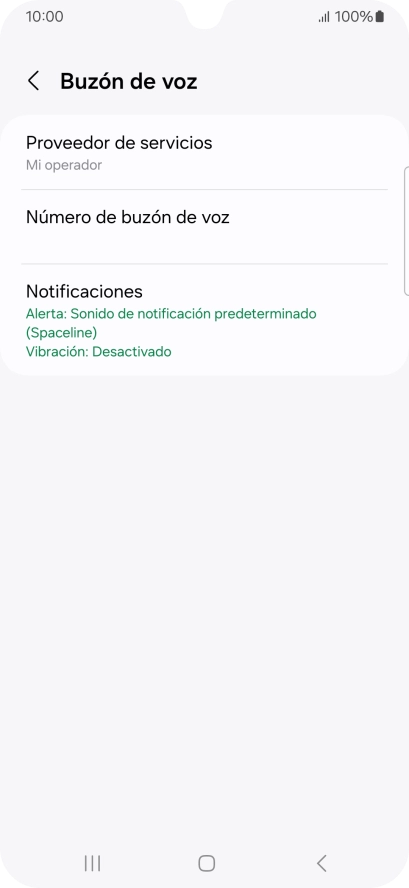 Pulsa Número de buzón de voz.