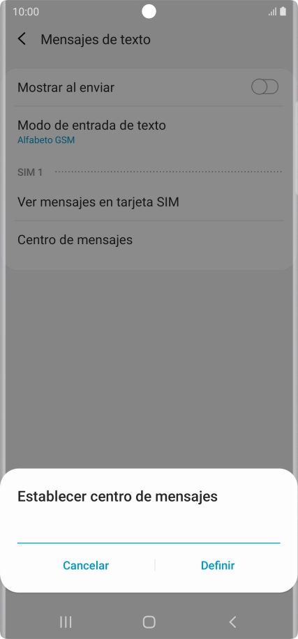 Introduce +34607003110 y pulsa Definir.