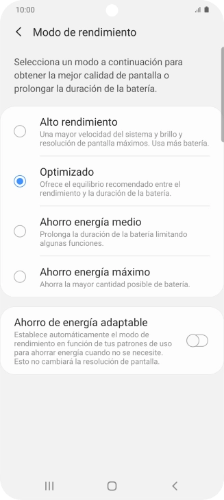 Pulsa el ajuste deseado.