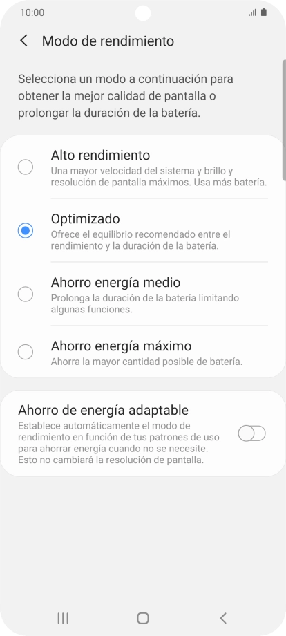 Pulsa el ajuste deseado.
