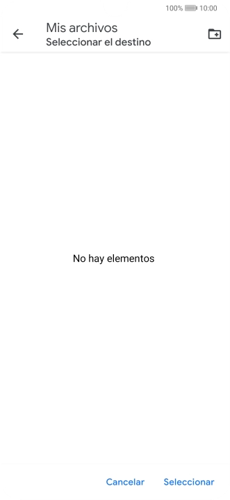 Si deseas crear una nueva carpeta, pulsa el icono de nueva carpeta y sigue las indicaciones de la pantalla para crearla.