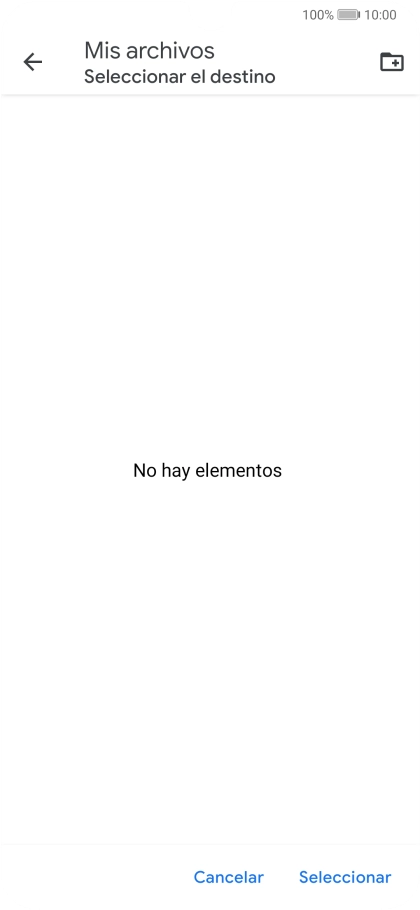 Si deseas crear una nueva carpeta, pulsa el icono de nueva carpeta y sigue las indicaciones de la pantalla para crearla.