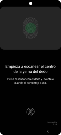 Sigue las indicaciones de la pantalla para crear una huella digital como código de seguridad.