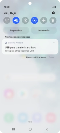 Pulsa Toca para otras opciones USB..