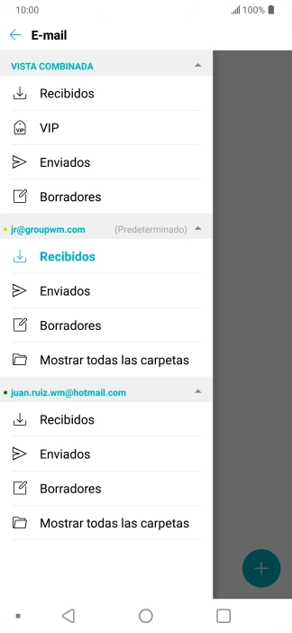 Pulsa Recibidos bajo la cuenta de correo electrónico deseada.