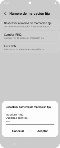 Introduce el código PIN2 y pulsa Aceptar.