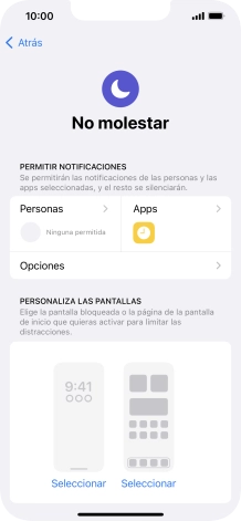 Pulsa Personas y sigue las indicaciones de la pantalla para seleccionar de qué contactos quieres recibir llamadas y notificaciones cuando No molestar está activado.