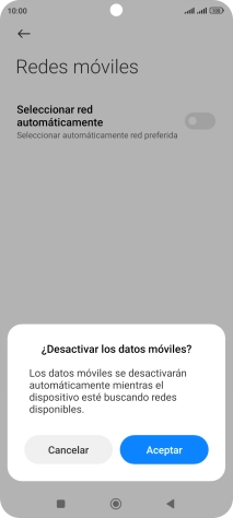 Pulsa Aceptar y espera mientras el teléfono está buscando redes.