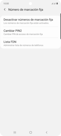 Pulsa Desactivar números de marcación fija.