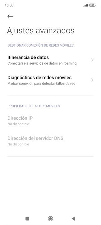 Pulsa Itinerancia de datos.