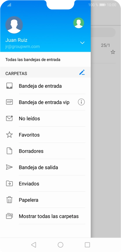 Pulsa la lista desplegable de las cuentas de correo electrónico.