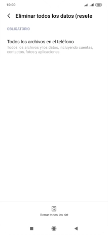 Pulsa Borrar todos los datos.