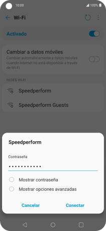 Introduce la contraseña de la red wifi y pulsa Conectar.