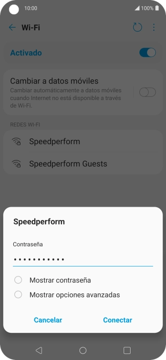 Introduce la contraseña de la red wifi y pulsa Conectar.