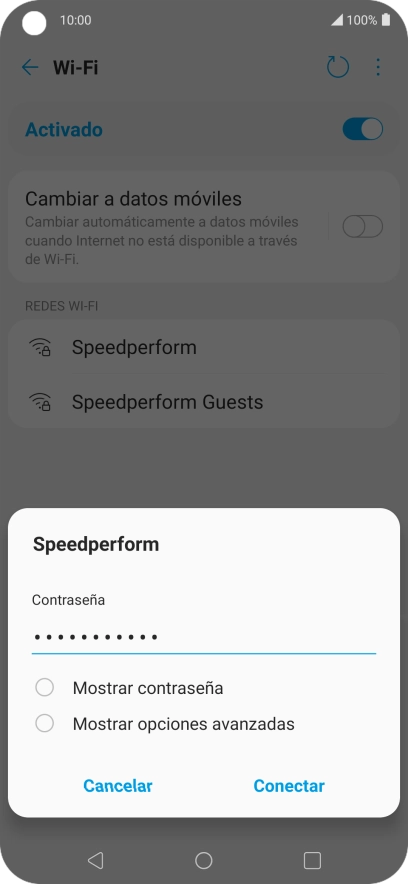 Introduce la contraseña de la red wifi y pulsa Conectar.