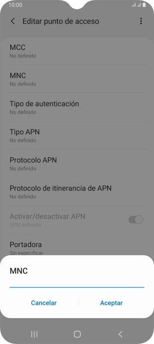 Introduce 01 y pulsa Aceptar.