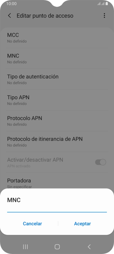 Introduce 01 y pulsa Aceptar.