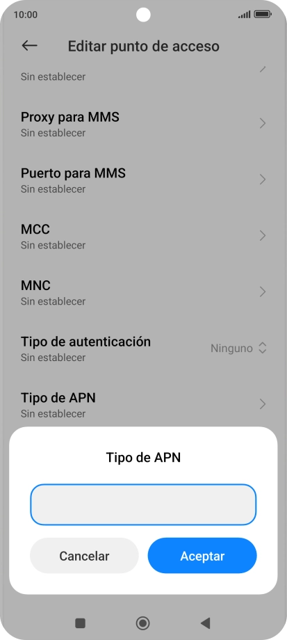 Introduce default y pulsa Aceptar.