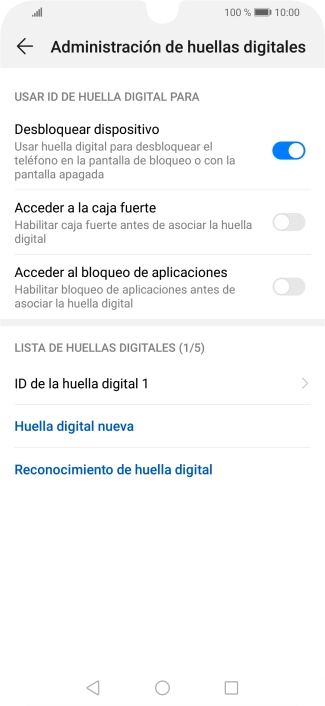 Pulsa el indicador junto al ajuste deseado para activarlo o desactivarlo.