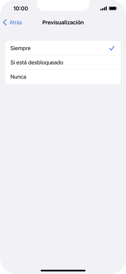 Para seleccionar la vista previa de las notificaciones en la pantalla de bloqueo, pulsa Siempre.