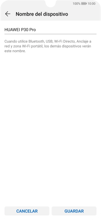 Introduce el nombre deseado de la conexión wifi y pulsa GUARDAR.