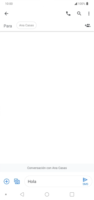 Pulsa el icono de envío cuando termines de escribir el mensaje corto.