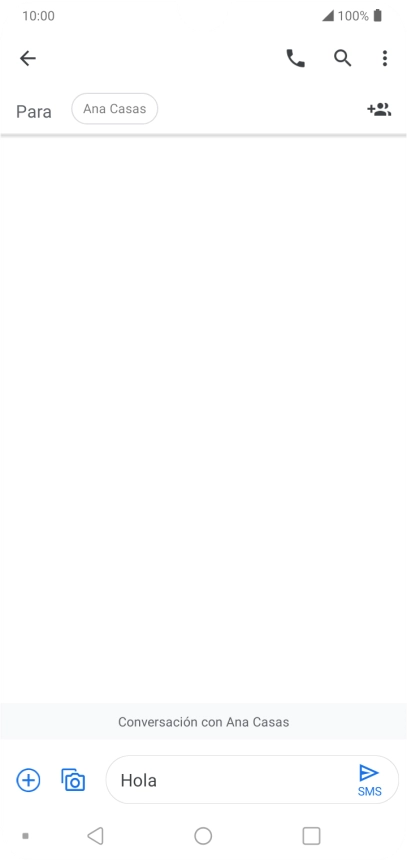 Pulsa el icono de envío cuando termines de escribir el mensaje corto.