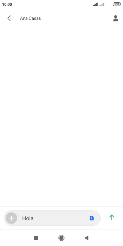 Pulsa el icono de envío cuando termines de escribir el mensaje corto.