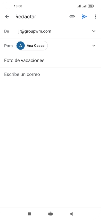 Pulsa en el campo de escritura  y escribe el texto del correo electrónico.