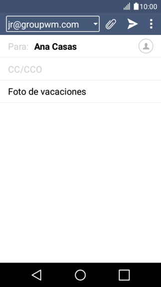 Pulsa en el campo de escritura  y escribe el texto del correo electrónico.
