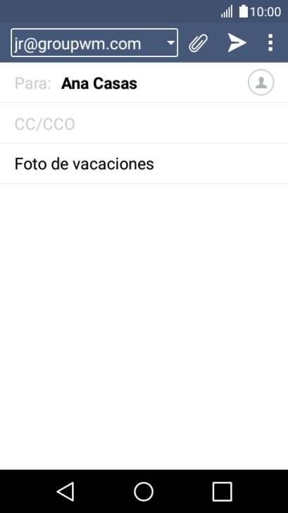 Pulsa en el campo de escritura  y escribe el texto del correo electrónico.
