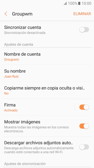 Pulsa Sincronizar cuenta para activar la función.