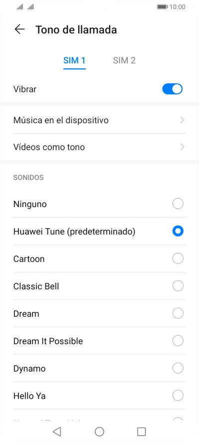 Pulsa la tarjeta SIM deseada.