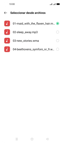 Al encontrar un timbre de llamada de tu gusto, pulsa la tecla de retroceso.