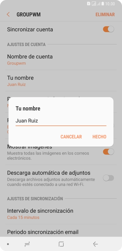 Introduce el nombre deseado y pulsa HECHO.