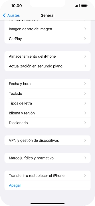 Pulsa Transferir o restablecer el iPhone.