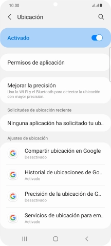 Pulsa Permisos de aplicación.