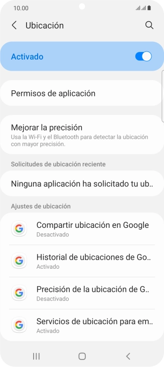 Pulsa Permisos de aplicación.