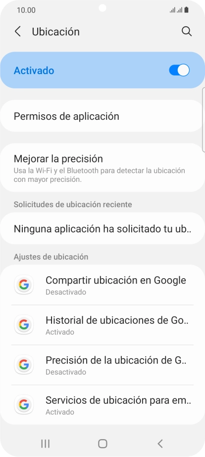 Pulsa Permisos de aplicación.