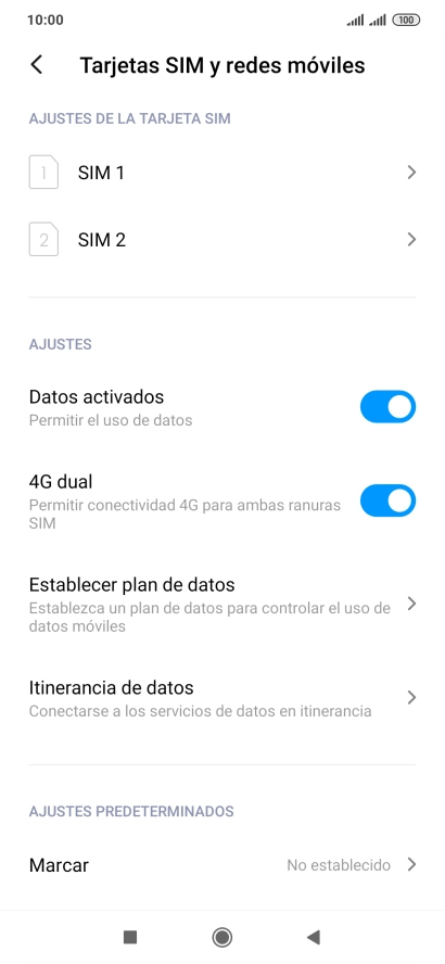 Pulsa la tarjeta SIM deseada.