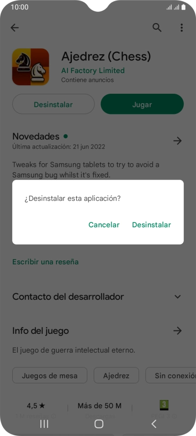 Pulsa Desinstalar.