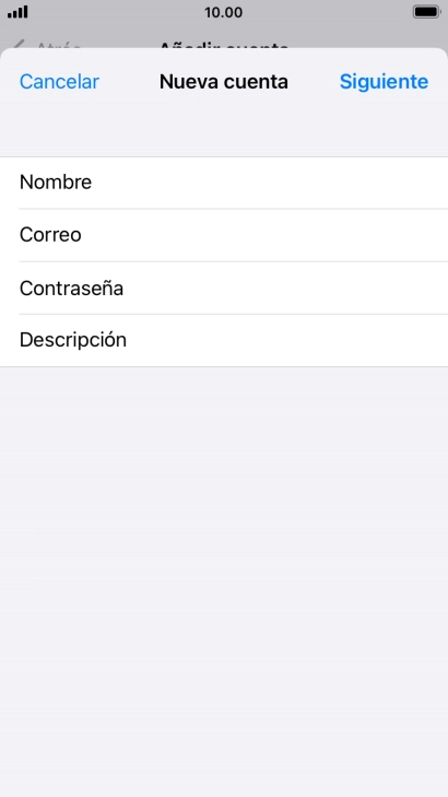 Pulsa Descripción e introduce el nombre de la cuenta de correo electrónico.