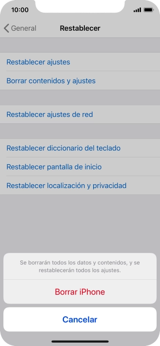 Pulsa Borrar iPhone.